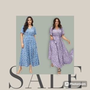 🛑Split Maxi Bloom Dress - Flutter Sleeve Ditsy Floral Pocket